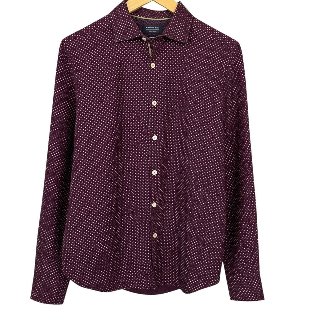 Cactus Man Ricky Singh Mens Medium Slim Fit Floral Button Down Shirt Dark Purple